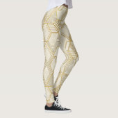モダンオーガニック六角形パターン | クリームとベージュ2 レギンス (右)