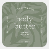 モダンオーガニックSkincare Sage Green製品ラベル スクエアシール (正面)