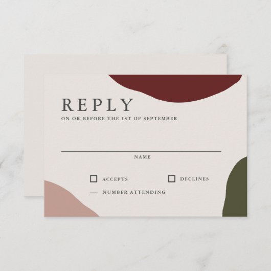 モダンオータム シンプルプレジャーズ ウェディング RSVP (正面/裏面)