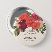 モダンオータム フラワーブーケ ブライダルシャワー 缶バッジ (正面&裏面)