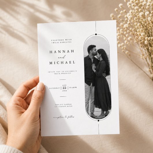 モダンオーバルフォト結婚式招待状テンプレート 招待状