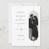 モダンオーバルフォト結婚式招待状テンプレート 招待状 (正面)