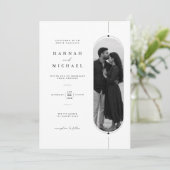 モダンオーバルフォト結婚式招待状テンプレート 招待状 (スタンド正面)