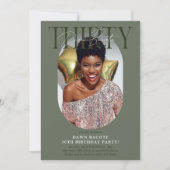 モダンオーバル写真＆サイン 30歳の誕生日 招待状 (正面)