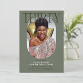 モダンオーバル写真＆サイン 30歳の誕生日 招待状 (スタンド正面)