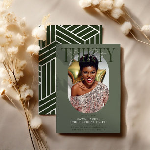 モダンオーバル写真＆サイン 30歳の誕生日 招待状