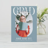 モダンオーバル卒業写真&署名 卒業のお知らせ 案内状 (スタンド正面)