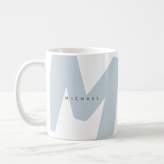 モダンオーバーサモノグラムのイズのイニシャルと名前 コーヒーマグカップ (左)