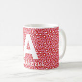 モダンカはっきりしたローブロックピンクアニマルプリント名coff コーヒーマグカップ (正面右)