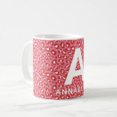 モダンカはっきりしたローブロックピンクアニマルプリント名coff コーヒーマグカップ (正面左)