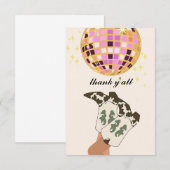 モダンカウガールレッグスカウボーイディスコボールベージュ サンキューカード (正面/裏面)