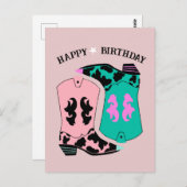 モダンカウガール ウエスタンブーツ ランチ カウボーイ 誕生日 ポストカード (正面/裏面)