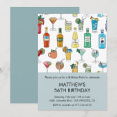 モダンカクテルコンテンポラリードリンク56歳 招待状 (正面/裏面)