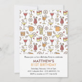 モダンカクテルシャンパン81歳の誕生日 招待状 (正面)