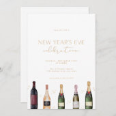 モダンカクテルニューイヤーイブパーティの招待状 招待状 (正面/裏面)