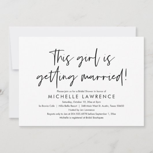 モダンカジュアルおもしろい,ブライダルシャワービーチパーティー 招待状 (正面)