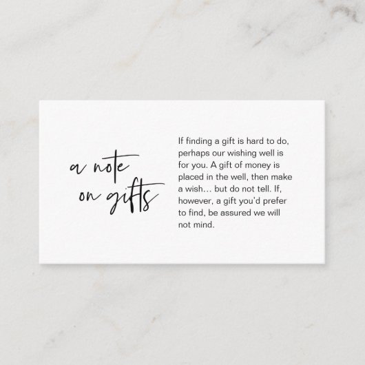 モダンカジュアルエレガンスウェディング, ギフトについてのメモ エンクロージャーカード (正面)
