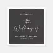 モダンカジュアルスクリプト黒タイポグラフィ結婚の スタンダードカクテルナプキン (正面)