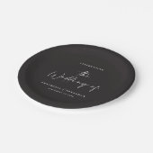 モダンカジュアルスクリプト黒タイポグラフィ結婚の ペーパープレート (アングル)