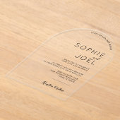 モダンカジュアルミニマル澄ん結婚ブラック アクリル招待状 (レイダウン)