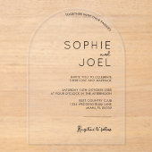 モダンカジュアルミニマル澄ん結婚ブラック アクリル招待状 (正面)