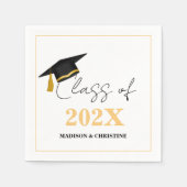 モダンカジュアル脚本の双子の卒業パーティー スタンダードカクテルナプキン (正面)