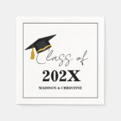 モダンカジュアル脚本の双子の卒業パーティー スタンダードカクテルナプキン (正面)