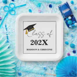 モダンカジュアル脚本の双子の卒業パーティー ペーパープレート