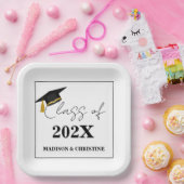 モダンカジュアル脚本の双子の卒業パーティー ペーパープレート (パーティー)