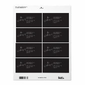 モダンカジュアル黒結婚差出人住所 ラベル (フルシート)