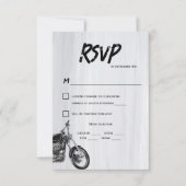 モダンカジュアルMotorcycleバイクもしくは自転車に乗る人結婚 Themed 出欠カード (正面)