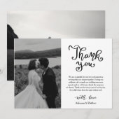 モダンカジュアルScriptの写真に結婚感謝 サンキューカード (正面/裏面)