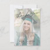 モダンカジュアルScript 4 Photo Graduation Thank You サンキューカード (正面)