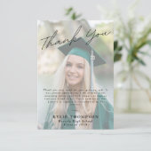 モダンカジュアルScript 4 Photo Graduation Thank You サンキューカード (スタンド正面)