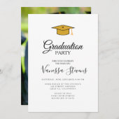 モダンカジュアルScript Photo Graduation招待状 招待状 (正面/裏面)