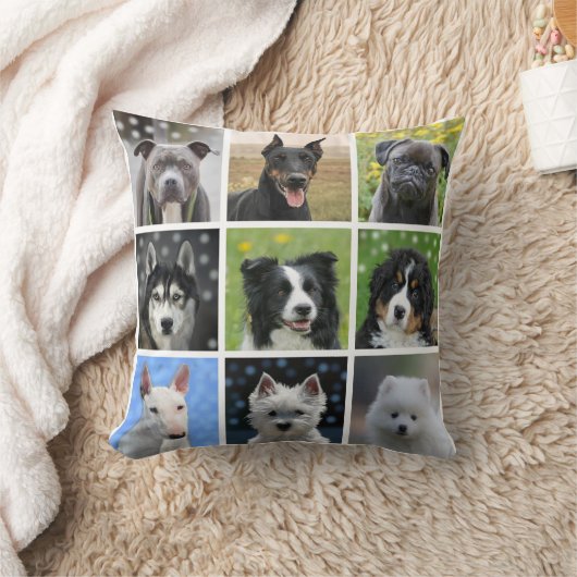 モダンカスタマイズ可能な白黒の犬の写真 クッション (ブランケット)