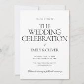 モダンカスタマイズ結婚白黒 招待状 (正面)