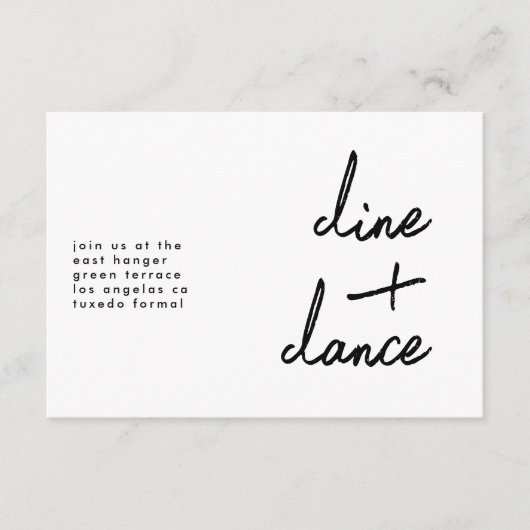 モダンカスタムのディナーとダンスのウェディングレセプション 招待状 (正面)