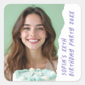 モダンカスタムの名前の年の誕生日パーティー任意の年齢 スクエアシール (正面)
