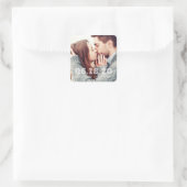 モダンカスタムはっきりしたタイポグラフィ結婚写真 スクエアシール (バッグ)