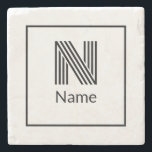 モダンカスタムイニシャル名 ストーンコースター<br><div class="desc">カスタムイニシャル名。フォントはクリックの「編集デザイン」ボタンで変更できる。</div>