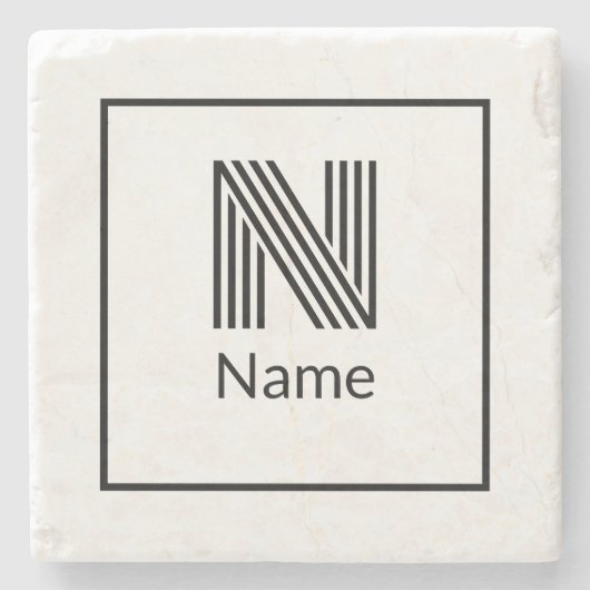 モダンカスタムイニシャル名 ストーンコースター (正面)