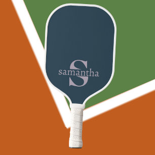 モダンカスタムエレガントイニシャル名ラグジュアリーグレイ ピックルボールラケット