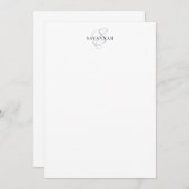 モダンカスタムエレガントスクリプト・モノグラム・赤面・ブルー ノートカード (正面/裏面)