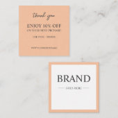 モダンカスタムエレガント桃の割引カード スクエア名刺 (正面/裏面)