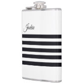 モダンカスタムクラシックスクリプトホワイト&ブラックストライプ フラスク (左)