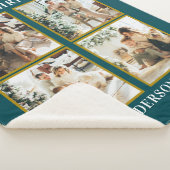 モダンカスタムクリスマス家族フォトコラージュティール（緑がかった色） シェルパブランケット (3/4)