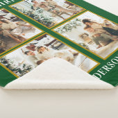 モダンカスタムクリスマス家族フォトコラージンググリーン シェルパブランケット (3/4)