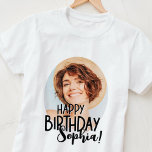 モダンカスタムクールおもしろい誕生日挨拶 Tシャツ<br><div class="desc">デザインはモダンとシンプル。誕生日のお祝いカスタムの写真を追加し、名前を追加し、メッセージを追加カスタムする</div>