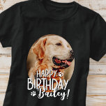 モダンカスタムクールおもしろいPET写真誕生日グリーティング Tシャツ<br><div class="desc">デザインはモダンとシンプル。ペットのカスタム写真を追加して名前を追加し、メッセージを追加カスタムする</div>